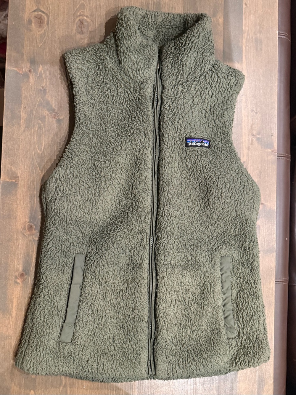 Patagonia Women’s Olive Sherpa Fleece Vest - Green